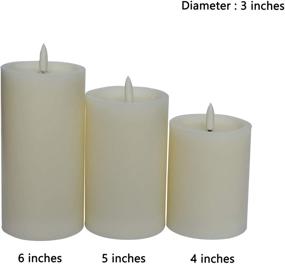 img 2 attached to 🕯️ Flameless LED Vanilla Scented Pillar Candles: Remote Control, Timer, 10-Key Set of 3, Ivory White