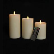 🕯️ flameless led vanilla scented pillar candles: remote control, timer, 10-key set of 3, ivory white логотип