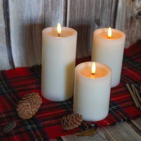 img 3 attached to 🕯️ Flameless LED Vanilla Scented Pillar Candles: Remote Control, Timer, 10-Key Set of 3, Ivory White