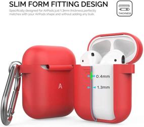 img 1 attached to Улучшенный силиконовый чехол защитный чехол для Apple AirPods 2 и 1 [Видимый передний светодиод] - Черный и красный