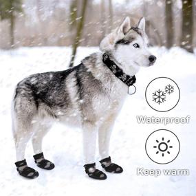 img 2 attached to 🐾 Premium Dog Booties for Large Medium Dogs - Warm Lining, Adjustable Straps, Anti-Slip Sole Paw, Rugged Sports Boot for Running, Hiking & Comfortable Protection