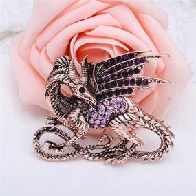 img 1 attached to 🐉 Stunning Medieval Dragon Crystal Rhinestone Animal Brooch Pin for Clothing - Enhance Your Style