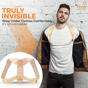 img 2 attached to 👍 Ultimate Back Posture Corrector for Women & Men, Hoosh Upper Back Brace - Corrects Posture and Enhances Postural Alignment, Less Noticeable Under Clothing, Long-lasting, Adjustable 28-48 Inches Chest Size