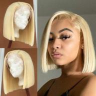 lovigs lace front human hair wigs with baby hair | natural hairline blonde bob wig | straight brazilian wig 613 color | 8 inch bob wigs for black women logo