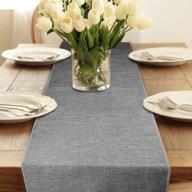🏷️ gray burlap table runner with tassel - christmas, coffee table, dining table, dresser cover, entryway, spring party decor - 12 x 108 inches long table runner логотип