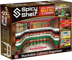 img 4 attached to 🌶️ Deluxe Expandable Spice Rack and Stackable Cabinet Pantry Organizer - Spicy Shelf (2 shelves in 1 set) - As seen on TV