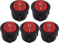 augyuess 5-pack round rocker power switch 6a 250v ac 2 pin 2 position on/off power switch spst red button logo