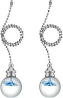 🔹 blue flower crystal pull chain for ceiling fan and light - 2 pieces, 12" length, decorative pendant with 3mm diameter beaded ball extension and connector логотип