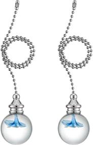 img 4 attached to 🔹 Blue Flower Crystal Pull Chain for Ceiling Fan and Light - 2 Pieces, 12" Length, Decorative Pendant with 3mm Diameter Beaded Ball Extension and Connector