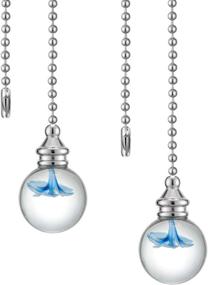 img 3 attached to 🔹 Blue Flower Crystal Pull Chain for Ceiling Fan and Light - 2 Pieces, 12" Length, Decorative Pendant with 3mm Diameter Beaded Ball Extension and Connector