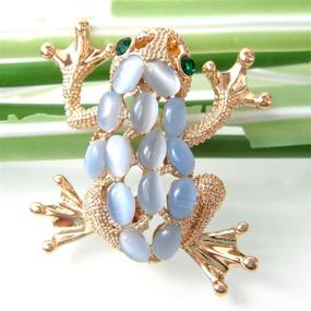 img 2 attached to 🐸 Navachi 18k Gold Plated Opal Crystal Frog Brooch: Exquisite Elegance for Any Outfit!