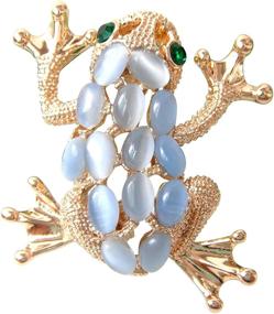 img 4 attached to 🐸 Navachi 18k Gold Plated Opal Crystal Frog Brooch: Exquisite Elegance for Any Outfit!