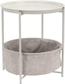 img 4 attached to 🏺 Amazon Basics Round Storage End Table - White/Heather Gray, 19 x 18 x 18 Inches: Stylish and Functional Side Table with Cloth Basket