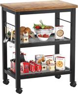🍳 topfurny kitchen baker's rack, microwave cart with storage - rustic brown, 3 tier utility serving cart with wheels, coffee station & 5 hooks logo