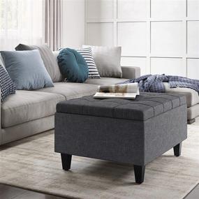 img 3 attached to 🔲 Slate Grey 34-Inch SIMPLIHOME Harrison Ottoman: Small Coffee Storage Table Perfect for Organizing