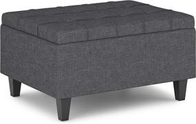 img 4 attached to 🔲 Slate Grey 34-Inch SIMPLIHOME Harrison Ottoman: Small Coffee Storage Table Perfect for Organizing