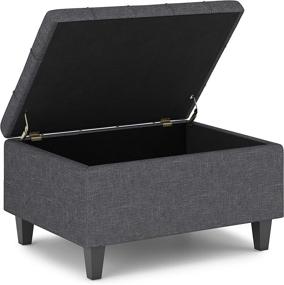 img 2 attached to 🔲 Slate Grey 34-Inch SIMPLIHOME Harrison Ottoman: Small Coffee Storage Table Perfect for Organizing