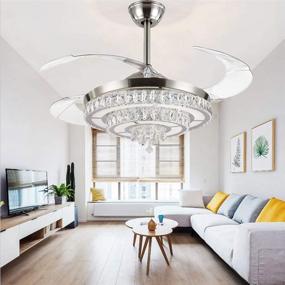 img 1 attached to 🌀 42-Inch Crystal Ceiling Fans Chandelier with Lights and Remote Control - Retractable Blades, 3 Color Changes, 3 Speeds - Ideal Ceiling Fixture for Home Decoration in Living Room or Bedroom