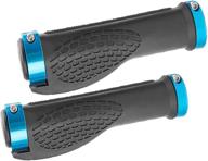 🚲 mountain bike handlebar grips - ergonomic design with aluminum double lock-on - blue - ideal for mtb, bmx, foldable urban bicycles, and scooters logo