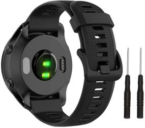 img 4 attached to 📌 ISABAKE Silicone Band for Garmin Forerunner 935/945/745, Fenix 5/5plus/6/6 Pro/Approach S60 - Soft 22mm Replacement Wristband (Black)