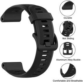 img 1 attached to 📌 ISABAKE Silicone Band for Garmin Forerunner 935/945/745, Fenix 5/5plus/6/6 Pro/Approach S60 - Soft 22mm Replacement Wristband (Black)