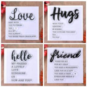 img 4 attached to KWELLAM 4pcs/Lot Rubber Clear Stamps: Words Love, Hugs, Hello Friend - Perfect for Decorative Card Making, DIY Scrapbooking, and Photo Album Decoration