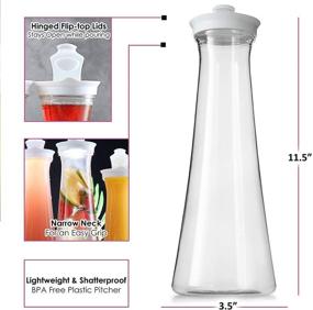 img 3 attached to 🥤 Plastic Carafe Water Pitcher Set - Clear Juice Containers with Lids for Fridge - BPA Free Party Drink Pitcher - Non-Dishwasher Safe (3 Pack, 50 Oz) - Ideal for Mimosa Bar