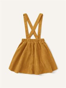 img 3 attached to 👗 Adorable Romwe Corduroy Button Front Overall Jumper Dress for Girls - Criss Cross Back and Elastic Waist, Solid Color