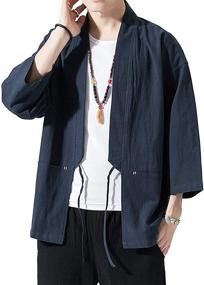 img 1 attached to 👘 Seidarise Kimono Cardigan Noragi: Authentic Japanese Men's Sleep & Lounge Clothing