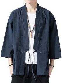 img 2 attached to 👘 Seidarise Kimono Cardigan Noragi: Authentic Japanese Men's Sleep & Lounge Clothing
