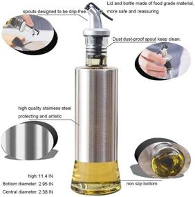 img 3 attached to 🍶 W·Z 17oz Stainless Steel Glass Olive Oil Dispenser with 500ml Capacity – Vinegar and Soy Sauce Bottle for Kitchen (KA1007)