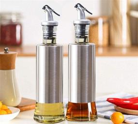 img 1 attached to 🍶 W·Z 17oz Stainless Steel Glass Olive Oil Dispenser with 500ml Capacity – Vinegar and Soy Sauce Bottle for Kitchen (KA1007)