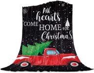 🎄 festive christmas red truck load xmas tree throw blanket: soft cozy flannel fleece for couch/bed, ideal gift for boys/girls, lightweight &amp; cozy - kids size 39"x49 logo