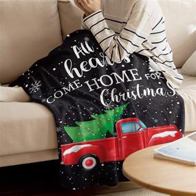 img 2 attached to 🎄 Festive Christmas Red Truck Load Xmas Tree Throw Blanket: Soft Cozy Flannel Fleece for Couch/Bed, Ideal Gift for Boys/Girls, Lightweight &amp; Cozy - Kids Size 39"x49