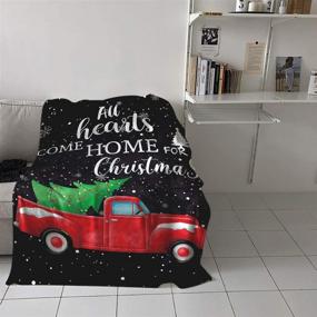 img 1 attached to 🎄 Festive Christmas Red Truck Load Xmas Tree Throw Blanket: Soft Cozy Flannel Fleece for Couch/Bed, Ideal Gift for Boys/Girls, Lightweight &amp; Cozy - Kids Size 39"x49