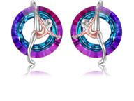 🤸 teen girls' gymnastics earrings: sparkling crystal gymnast ballerinas in 925 sterling silver - stylish sport stud earrings for a fashionable gift logo