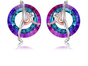 img 4 attached to 🤸 Teen Girls' Gymnastics Earrings: Sparkling Crystal Gymnast Ballerinas in 925 Sterling Silver - Stylish Sport Stud Earrings for a Fashionable Gift