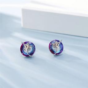 img 2 attached to 🤸 Teen Girls' Gymnastics Earrings: Sparkling Crystal Gymnast Ballerinas in 925 Sterling Silver - Stylish Sport Stud Earrings for a Fashionable Gift