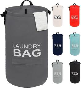 img 4 attached to 🧺 28 Inches Large Collapsible Laundry Basket - Dark Gray: Door Hanging Hamper Bag for Storage and Organization in Kids Room, Nursery & Home