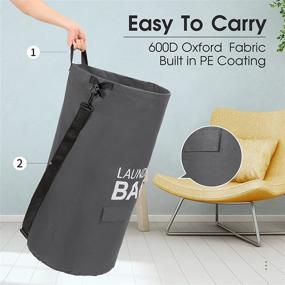 img 2 attached to 🧺 28 Inches Large Collapsible Laundry Basket - Dark Gray: Door Hanging Hamper Bag for Storage and Organization in Kids Room, Nursery & Home