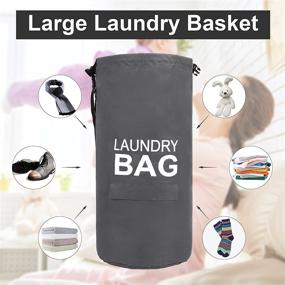 img 3 attached to 🧺 28 Inches Large Collapsible Laundry Basket - Dark Gray: Door Hanging Hamper Bag for Storage and Organization in Kids Room, Nursery & Home