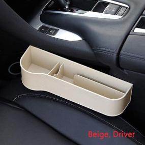 img 1 attached to 🚗 Aprilyy Car Seat Gap Organizer with Cup Holder, Storage Box - Multifunctional Design (Beige, Driver 1 Pack)