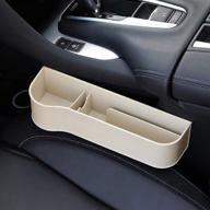 🚗 aprilyy car seat gap organizer with cup holder, storage box - multifunctional design (beige, driver 1 pack) logo