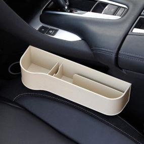 img 4 attached to 🚗 Aprilyy Car Seat Gap Organizer with Cup Holder, Storage Box - Multifunctional Design (Beige, Driver 1 Pack)