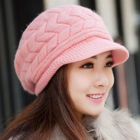 img 2 attached to Warm Knitted Slouchy Wool Hats Cap with Visor for Women - Loritta Winter Beanie Hat