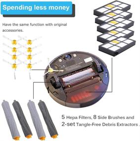 img 3 attached to 🔧 KEEPOW Replacement Parts Kit for iRobot Roomba 800 900 Series Vacuum - Compatible with 860 870 880 890 891 960 980 - Includes 2 Sets of Debris Extractors, 5 Hepa Filters, and 8 Side Brushes