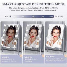 img 1 attached to 💄 Hollywood Vanity Mirror with Lights | Lighted Makeup Mirror with Phone Holder | 3 Lighting Modes | Detachable 10X Magnification Mirror | 14x21 Inch | Touch Control | 360° Rotation