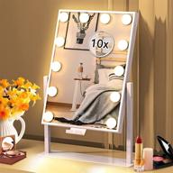 💄 hollywood vanity mirror with lights | lighted makeup mirror with phone holder | 3 lighting modes | detachable 10x magnification mirror | 14x21 inch | touch control | 360° rotation logo