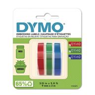 dymo 1741671 embossing tape set: red, green, and blue, 3/8-inch - vibrant colors for versatile labeling logo