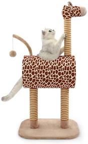 img 4 attached to Furrytail Cute Activity Cat Tree Condo with Scratching Post and Teasing Toy: 41-Inch Cat Tower Kitten Play Tunnel House Furniture